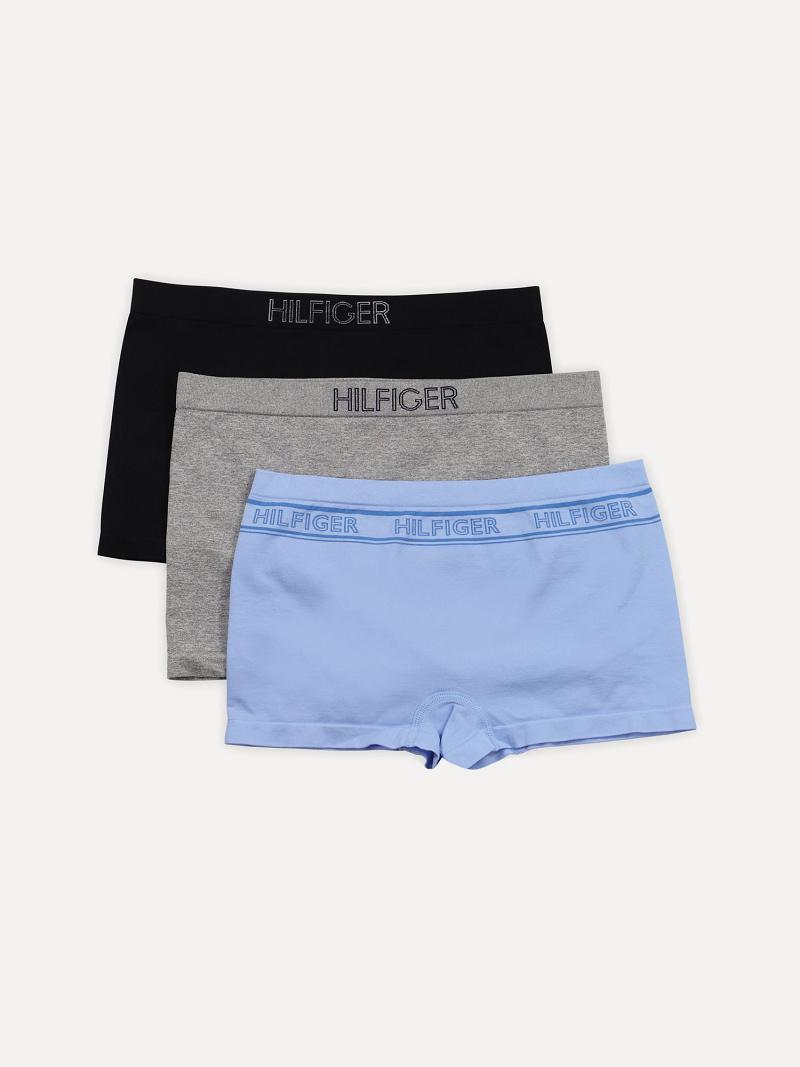 Női Tommy Hilfiger Seamless Boyshort 3PK Fehérnemű Kék | HU 560NWY